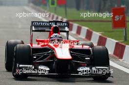 Jules Bianchi (FRA) Marussia F1 Team MR02. 25.10.2013. Formula 1 World Championship, Rd 16, Indian Grand Prix, New Delhi, India, Practice Day.
