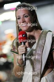 Natalie Pinkham (GBR) Sky Sports Presenter. 25.10.2013. Formula 1 World Championship, Rd 16, Indian Grand Prix, New Delhi, India, Practice Day.