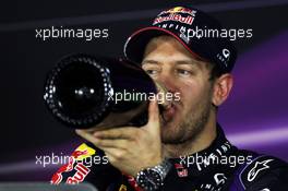 Race winner and World Champion Sebastian Vettel (GER) Red Bull Racing in the FIA Press Conference. 27.10.2013. Formula 1 World Championship, Rd 16, Indian Grand Prix, New Delhi, India, Race Day.