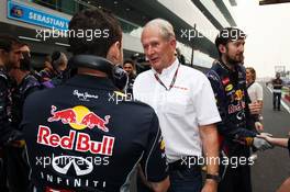 Dr Helmut Marko (AUT) Red Bull Motorsport Consultant at the podium. 27.10.2013. Formula 1 World Championship, Rd 16, Indian Grand Prix, New Delhi, India, Race Day.