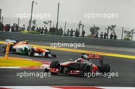 Jenson Button (GBR) McLaren MP4-28. 27.10.2013. Formula 1 World Championship, Rd 16, Indian Grand Prix, New Delhi, India, Race Day.