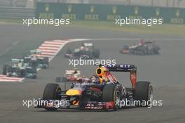 Sebastian Vettel (GER) Red Bull Racing RB9. 27.10.2013. Formula 1 World Championship, Rd 16, Indian Grand Prix, New Delhi, India, Race Day.