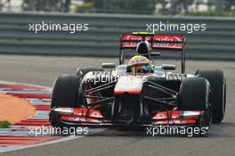 Sergio Perez (MEX) McLaren MP4-28. 26.10.2013. Formula 1 World Championship, Rd 16, Indian Grand Prix, New Delhi, India, Qualifying Day.