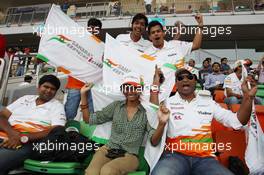 Sahara Force India F1 Team fans in the grandstand. 26.10.2013. Formula 1 World Championship, Rd 16, Indian Grand Prix, New Delhi, India, Qualifying Day.