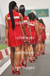 Grid girls on the drivers parade. 27.10.2013. Formula 1 World Championship, Rd 16, Indian Grand Prix, New Delhi, India, Race Day.