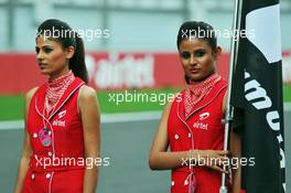 Grid girls. 27.10.2013. Formula 1 World Championship, Rd 16, Indian Grand Prix, New Delhi, India, Race Day.