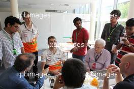 Paul di Resta (GBR) Sahara Force India F1 with the media. 24.10.2013. Formula 1 World Championship, Rd 16, Indian Grand Prix, New Delhi, India, Preparation Day.