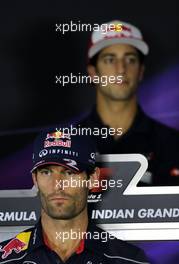 Press conference, Mark Webber (AUS), Red Bull Racing and Daniel Ricciardo (AUS), Scuderia Toro Rosso  24.10.2013. Formula 1 World Championship, Rd 16, Indian Grand Prix, New Delhi, India, Preparation Day.