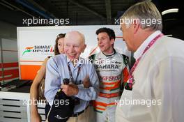 James Calado (GBR) Sahara Force India Third Driver with John Surtees (GBR), his daughter Edwina Surtees (GBR), and Derek Walters (GBR) Racing Steps Foundation. 06.09.2013. Formula 1 World Championship, Rd 12, Italian Grand Prix, Monza, Italy, Practice Day.