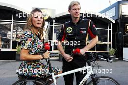 (L to R): Natalie Pinkham (GBR) Sky Sports Presenter and Andy Stobart (GBR) Lotus F1 Team Press Officer. 06.09.2013. Formula 1 World Championship, Rd 12, Italian Grand Prix, Monza, Italy, Practice Day.