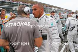 Lewis Hamilton (GBR) Mercedes AMG F1 on the grid. 08.09.2013. Formula 1 World Championship, Rd 12, Italian Grand Prix, Monza, Italy, Race Day.