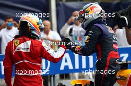 Fernando Alonso (ESP) Ferrari and Sebastian Vettel (GER) Red Bull Racing. 08.09.2013. Formula 1 World Championship, Rd 12, Italian Grand Prix, Monza, Italy, Race Day.