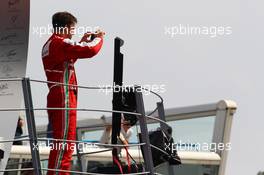 Fernando Alonso (ESP) Ferrari celebrates his second position on the podium. 08.09.2013. Formula 1 World Championship, Rd 12, Italian Grand Prix, Monza, Italy, Race Day.