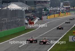 Fernando Alonso (ESP), Scuderia Ferrari and Felipe Massa (BRA), Scuderia Ferrari  08.09.2013. Formula 1 World Championship, Rd 12, Italian Grand Prix, Monza, Italy, Race Day.