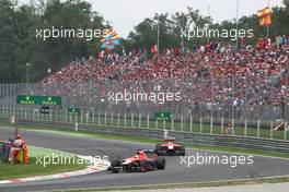 Jules Bianchi (FRA) Marussia F1 Team MR02 leads team mate Max Chilton (GBR) Marussia F1 Team MR02. 08.09.2013. Formula 1 World Championship, Rd 12, Italian Grand Prix, Monza, Italy, Race Day.
