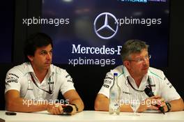 (L to R): Toto Wolff (GER) Mercedes AMG F1 Shareholder and Executive Director with Ross Brawn (GBR) Mercedes AMG F1 Team Principal. 07.09.2013. Formula 1 World Championship, Rd 12, Italian Grand Prix, Monza, Italy, Qualifying Day.