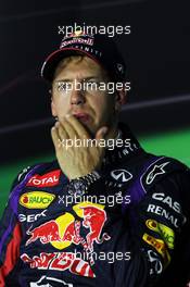 Sebastian Vettel (GER) Red Bull Racing in the FIA Press Conference. 07.09.2013. Formula 1 World Championship, Rd 12, Italian Grand Prix, Monza, Italy, Qualifying Day.