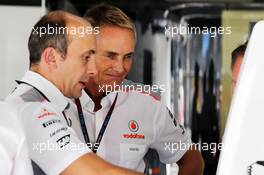 (L to R): Phil Prew (GBR) McLaren Race Engineer with Martin Whitmarsh (GBR) McLaren Chief Executive Officer. 07.09.2013. Formula 1 World Championship, Rd 12, Italian Grand Prix, Monza, Italy, Qualifying Day.