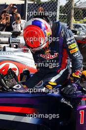 Pole sitter Sebastian Vettel (GER) Red Bull Racing RB9 in parc ferme. 07.09.2013. Formula 1 World Championship, Rd 12, Italian Grand Prix, Monza, Italy, Qualifying Day.