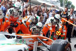 The Sahara Force India F1 Team practice pit stops. 08.09.2013. Formula 1 World Championship, Rd 12, Italian Grand Prix, Monza, Italy, Race Day.