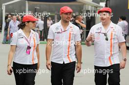McLaren guests wearing retro kit celebrating 50 years as a team constructor. 08.09.2013. Formula 1 World Championship, Rd 12, Italian Grand Prix, Monza, Italy, Race Day.