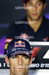 Mark Webber (AUS) Red Bull Racing and Daniel Ricciardo (AUS) Scuderia Toro Rosso in the FIA Press Conference. 05.09.2013. Formula 1 World Championship, Rd 12, Italian Grand Prix, Monza, Italy, Preparation Day.