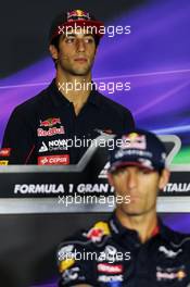 Mark Webber (AUS) Red Bull Racing and Daniel Ricciardo (AUS) Scuderia Toro Rosso in the FIA Press Conference. 05.09.2013. Formula 1 World Championship, Rd 12, Italian Grand Prix, Monza, Italy, Preparation Day.