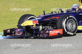 Sebastian Vettel (GER) Red Bull Racing RB9 front wing. 08.02.2013. Formula One Testing, Day Four, Jerez, Spain.