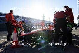 Luiz Razia (BRA) Marussia F1 Team MR02 in the pits. 08.02.2013. Formula One Testing, Day Four, Jerez, Spain.