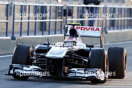 Valtteri Bottas (FIN) Williams FW34 running sensor equipment. 07.02.2013. Formula One Testing, Day Three, Jerez, Spain.