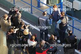 Lewis Hamilton (GBR) Mercedes AMG F1 with photographers. 05.02.2013. Formula One Testing, Day One, Jerez, Spain.