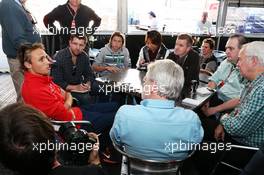 Max Chilton (GBR) Marussia F1 Team with the media. 05.02.2013. Formula One Testing, Day One, Jerez, Spain.
