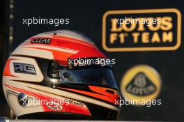 The helmet of Romain Grosjean (FRA) Lotus F1 Team. 05.02.2013. Formula One Testing, Day One, Jerez, Spain.