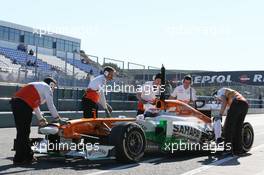 Paul di Resta (GBR) Sahara Force India VJM06 in the pits. 05.02.2013. Formula One Testing, Day One, Jerez, Spain.