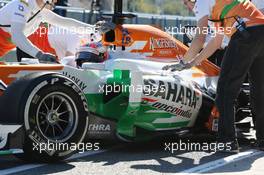 Paul di Resta (GBR) Sahara Force India VJM06 in the pits. 05.02.2013. Formula One Testing, Day One, Jerez, Spain.