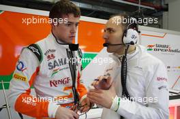 (L to R): Paul di Resta (GBR) Sahara Force India F1 with Gianpiero Lambiase (ITA) Sahara Force India F1 Engineer. 05.02.2013. Formula One Testing, Day One, Jerez, Spain.