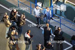 Lewis Hamilton (GBR) Mercedes AMG F1 with photographers. 05.02.2013. Formula One Testing, Day One, Jerez, Spain.