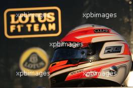 The helmet of Romain Grosjean (FRA) Lotus F1 Team. 05.02.2013. Formula One Testing, Day One, Jerez, Spain.