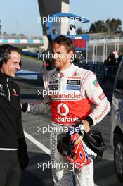 Jenson Button (GBR) McLaren returns to the pits after stopping on the circuit. 05.02.2013. Formula One Testing, Day One, Jerez, Spain.