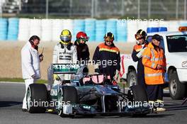 Nico Rosberg (GER) Mercedes AMG F1 W04 stops on the circuit. 05.02.2013. Formula One Testing, Day One, Jerez, Spain.