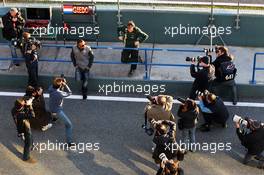 Lewis Hamilton (GBR) Mercedes AMG F1 with photographers. 05.02.2013. Formula One Testing, Day One, Jerez, Spain.