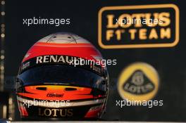 The helmet of Romain Grosjean (FRA) Lotus F1 Team. 05.02.2013. Formula One Testing, Day One, Jerez, Spain.