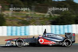 Jenson Button (GBR) McLaren MP4-28. 05.02.2013. Formula One Testing, Day One, Jerez, Spain.