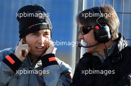 (L to R): Sergio Perez (MEX) McLaren with Adrian Fernandez (MEX).  05.02.2013. Formula One Testing, Day One, Jerez, Spain.