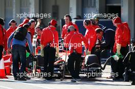 Max Chilton (GBR) Marussia F1 Team MR02 in the pits. 05.02.2013. Formula One Testing, Day One, Jerez, Spain.