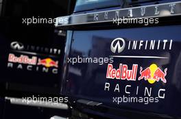 Red Bull Racing trucks and logos. 04.02.2013. Formula One Testing, Preparations, Jerez, Spain.