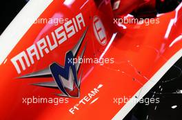 Marussia F1 Team MR02 engine cover. 05.02.2013. Formula One Testing, Day One, Jerez, Spain.