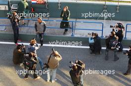 Lewis Hamilton (GBR) Mercedes AMG F1 with photographers. 05.02.2013. Formula One Testing, Day One, Jerez, Spain.