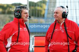 (L to R): Graeme Lowdon (GBR) Marussia F1 Team Chief Executive Officer with John Booth (GBR) Marussia F1 Team Team Principal. 05.02.2013. Formula One Testing, Day One, Jerez, Spain.