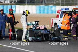 Nico Rosberg (GER) Mercedes AMG F1 W04 stops on the circuit. 05.02.2013. Formula One Testing, Day One, Jerez, Spain.